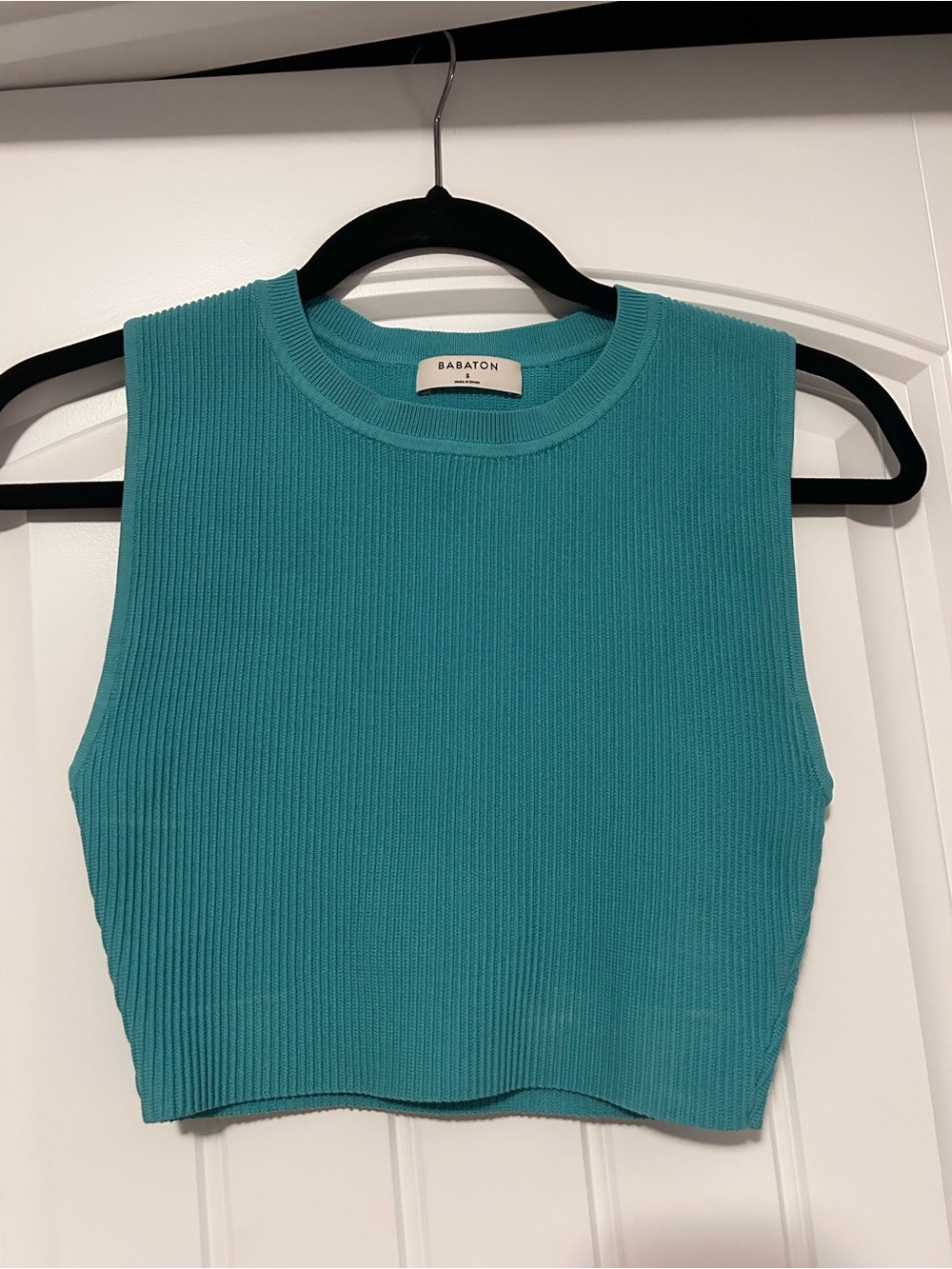 Babaton Sculpt Knit Muscle Cropped Tank - Teal